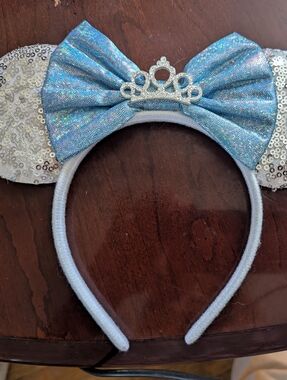 Sparkly Blue Princess Mouse Ears Headband